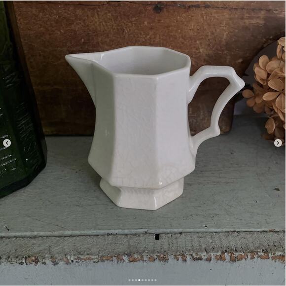 Vintage Independence Ironstone Interpace Japan Octagonal White Creamer - Picture 5 of 9